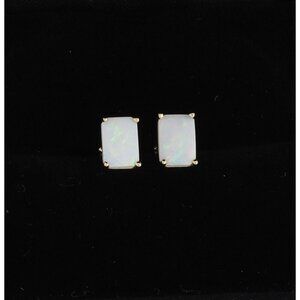 14k Yellow Gold Natural Opal Earrings Stud Post 1/4" x 3/16"
